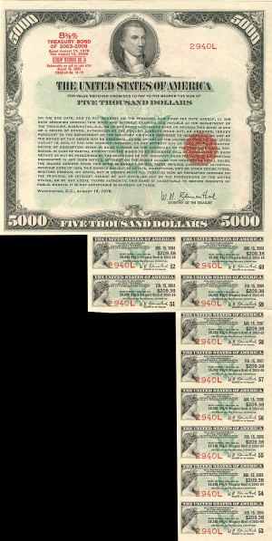 $5,000 United States of America - 1978 Treasury Bond